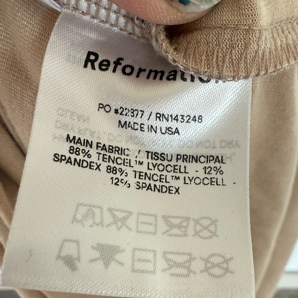 Reformation Jeans Nila Maxi Dress Taupe Beige Side Slits Casual Women’s Large - Picture 9 of 12